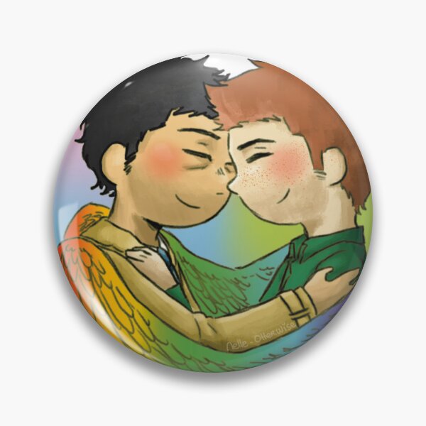 Item preview, Destiel rainbow wing heart hug designed and sold by Melle-OtterWise.