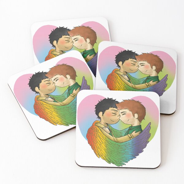 Item preview, Destiel rainbow wing heart hug designed and sold by Melle-OtterWise.