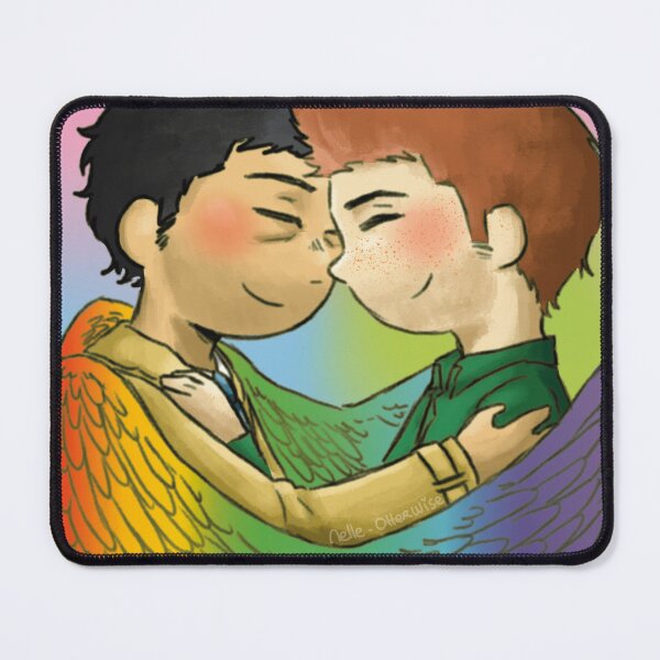 Item preview, Destiel rainbow wing heart hug designed and sold by Melle-OtterWise.