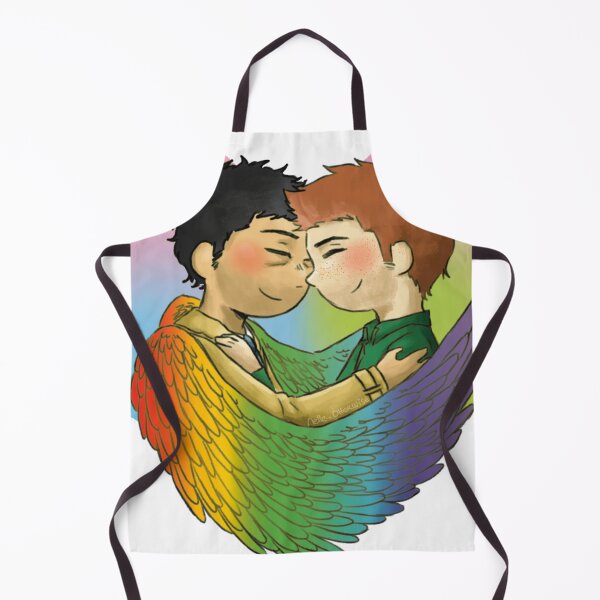 Item preview, Destiel rainbow wing heart hug designed and sold by Melle-OtterWise.