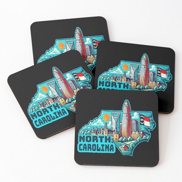 Artikelvorschau, North Carolina State Map USA Skyline und Sehenswürdigkeiten Illustration - Reise-Souvenir-Kunst entworfen und verkauft von Unitepeople.