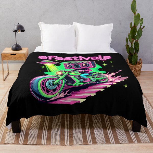 Item preview, Retro Futuristic Music Ride - Neon Boombox Biker designed and sold by MotivaChic.
