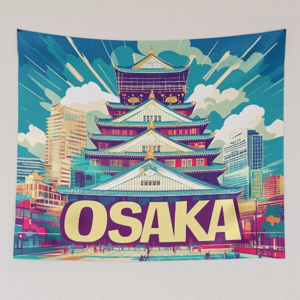 Item preview, Stunning Osaka Japan Artwork – Iconic Landmarks & Vibrant Cityscape Wall Art designed and sold by nomiraclehere.