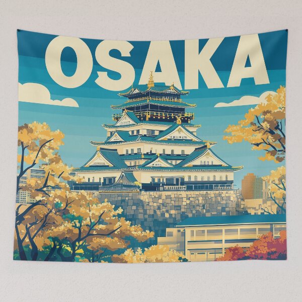 Item preview, Stunning Osaka Japan Artwork – Iconic Landmarks & Vibrant Cityscape Wall Art designed and sold by nomiraclehere.