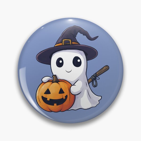 Item preview, Cute Ghost Witch with Jack-o-Lantern designed and sold by LarkspurAndTea.