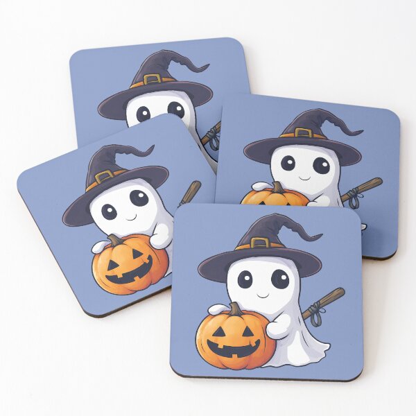 Item preview, Cute Ghost Witch with Jack-o-Lantern designed and sold by LarkspurAndTea.
