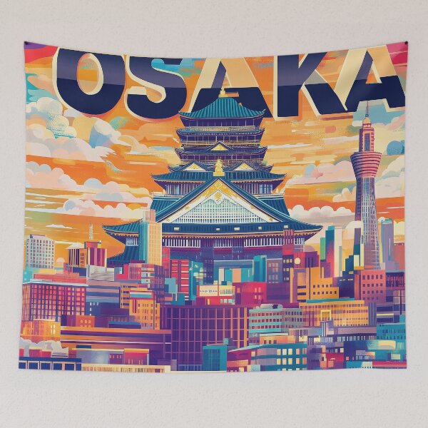 Item preview, Stunning Osaka Japan Artwork – Iconic Landmarks & Vibrant Cityscape Wall Art designed and sold by nomiraclehere.