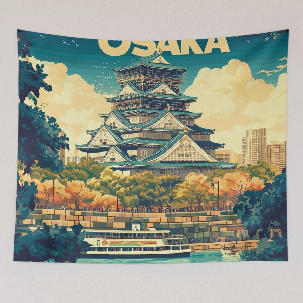 Item preview, Stunning Osaka Japan Artwork – Iconic Landmarks & Vibrant Cityscape Wall Art designed and sold by nomiraclehere.