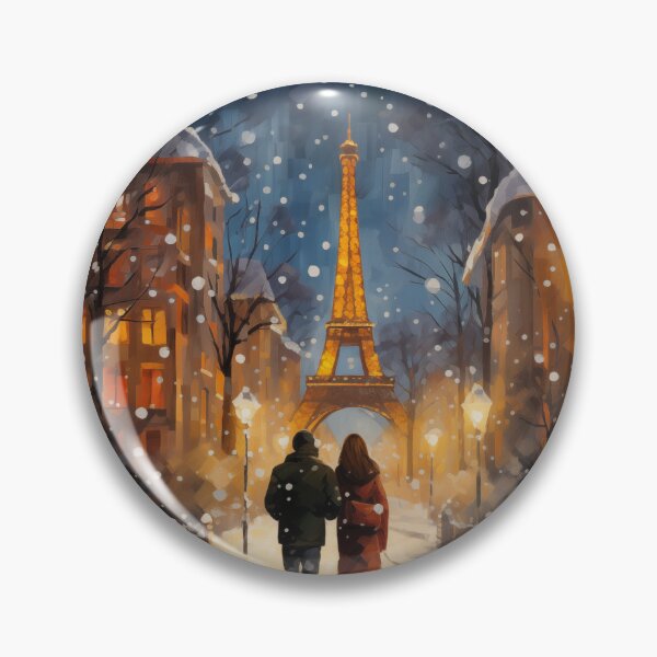 Item preview, Pareja en la nieve por la noche en París designed and sold by Rtymer.