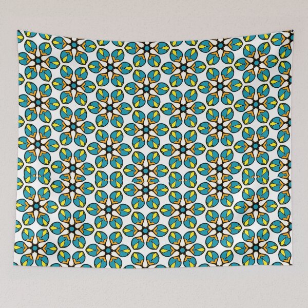 Item preview, Floral blue tile texture pattern designed and sold by Ryslissa.