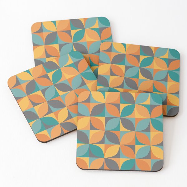 Item preview, Retro 70s circles mosaic pattern orange teal designed and sold by Dana Du.