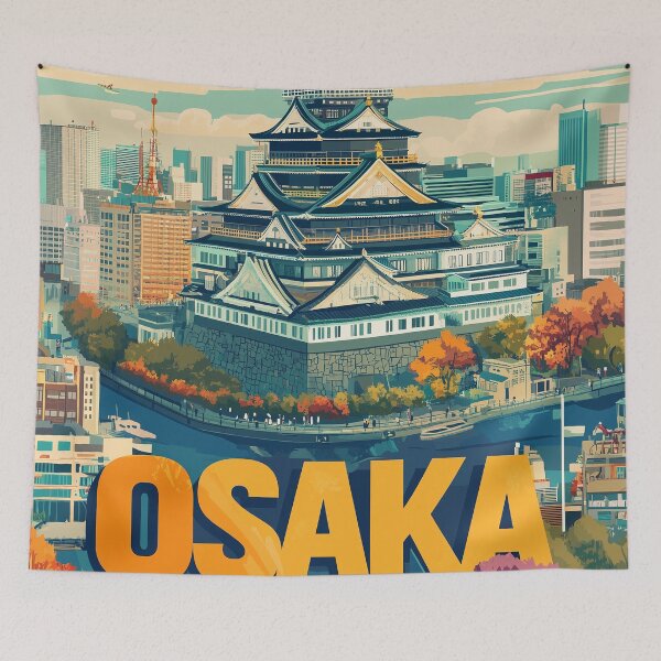 Item preview, Stunning Osaka Japan Artwork – Iconic Landmarks & Vibrant Cityscape Wall Art designed and sold by nomiraclehere.