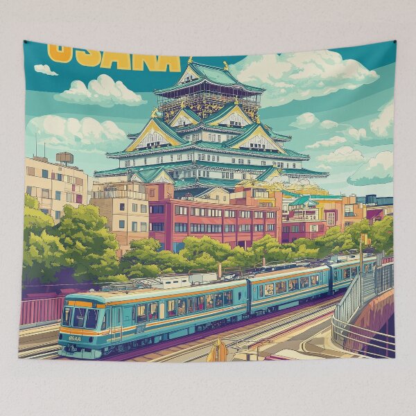 Item preview, Stunning Osaka Japan Artwork – Iconic Landmarks & Vibrant Cityscape Wall Art designed and sold by nomiraclehere.