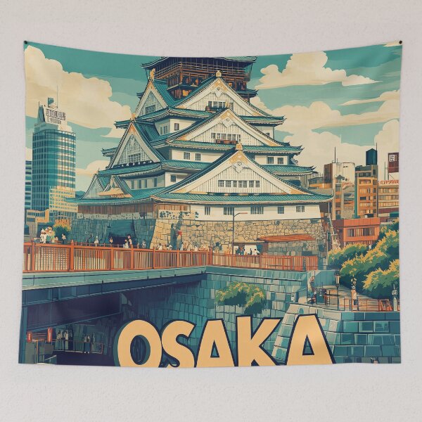 Item preview, Stunning Osaka Japan Artwork – Iconic Landmarks & Vibrant Cityscape Wall Art designed and sold by nomiraclehere.