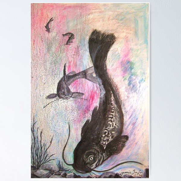 Item preview, Catfish - Original Oil on recycled canvas designed and sold by Jamie  Taylor.