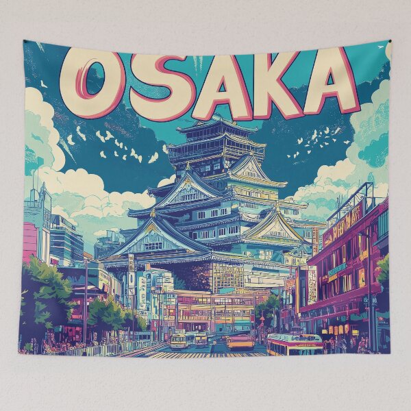 Item preview, Stunning Osaka Japan Artwork – Iconic Landmarks & Vibrant Cityscape Wall Art designed and sold by nomiraclehere.