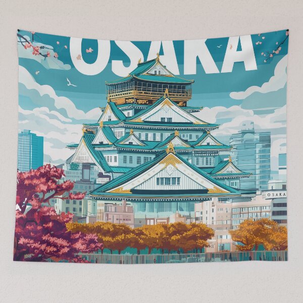 Item preview, Stunning Osaka Japan Artwork – Iconic Landmarks & Vibrant Cityscape Wall Art designed and sold by nomiraclehere.