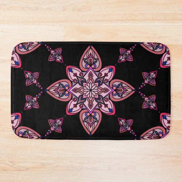 Item preview, Pink mandala on black background designed and sold by CoraNais.