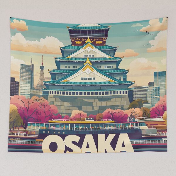 Item preview, Stunning Osaka Japan Artwork – Iconic Landmarks & Vibrant Cityscape Wall Art designed and sold by nomiraclehere.