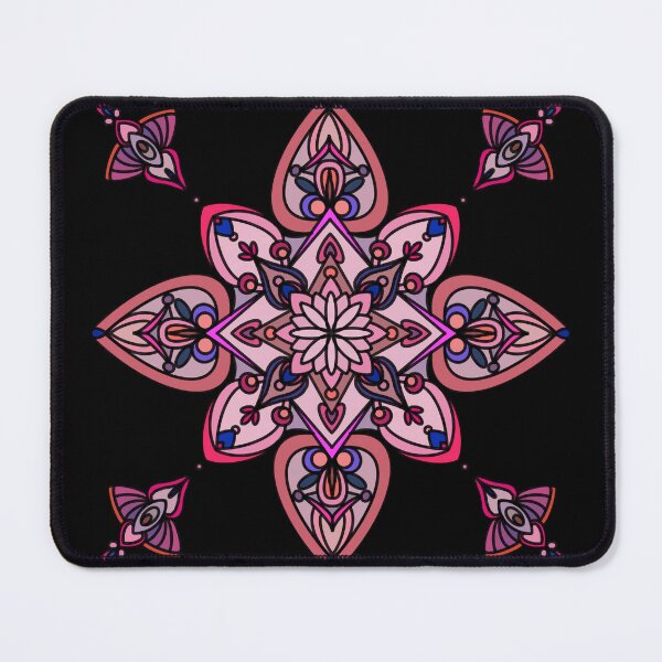 Item preview, Pink mandala on black background designed and sold by CoraNais.