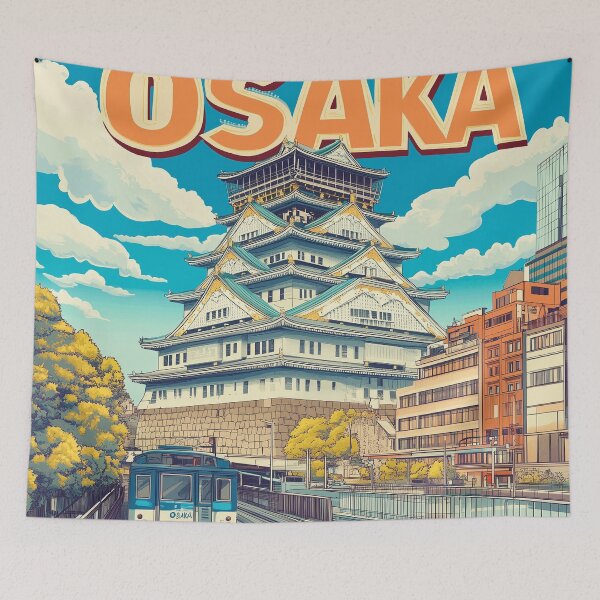 Item preview, Stunning Osaka Japan Artwork – Iconic Landmarks & Vibrant Cityscape Wall Art designed and sold by nomiraclehere.