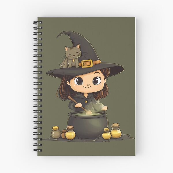 Item preview, Witch Brewing Potion with Kitty on Hat designed and sold by LarkspurAndTea.
