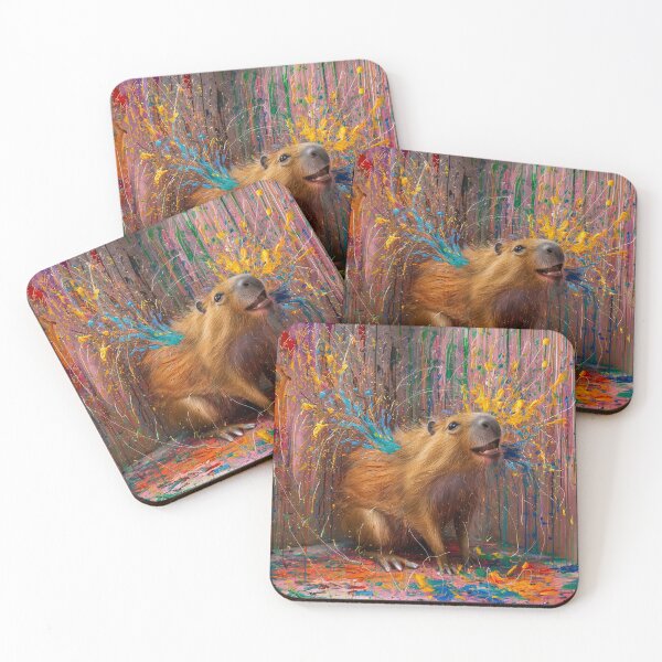 Item preview, Jackson Pollock Inspired Capybara Art 1 designed and sold by PinkGoddessLove.