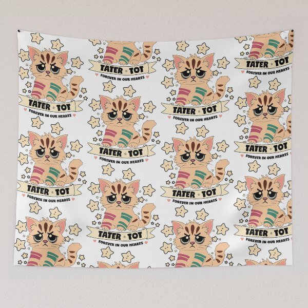 Item preview, Tater Tot Grumpy Cat in Striped Socks - Cute & Quirky Starry Design - Forever Missed designed and sold by ArtfullyJua.