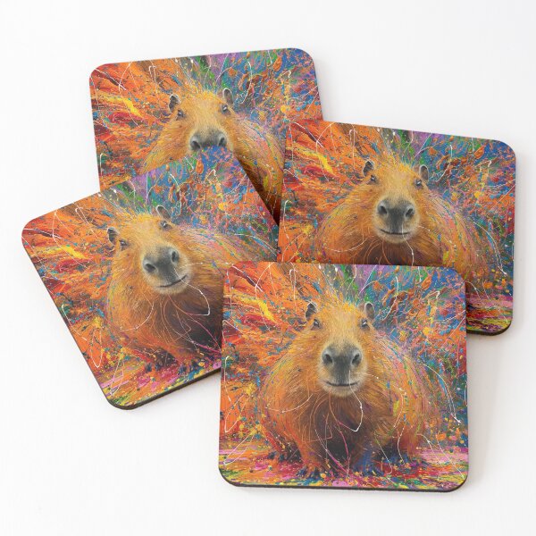 Item preview, Jackson Pollock Inspired Capybara Art 3 designed and sold by PinkGoddessLove.