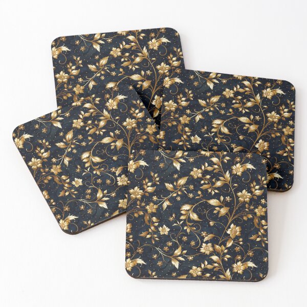 Item preview, Golden leaf and flowers pattern designed and sold by Maddrick.