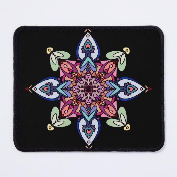 Item preview, Colorful mandala on black background designed and sold by CoraNais.