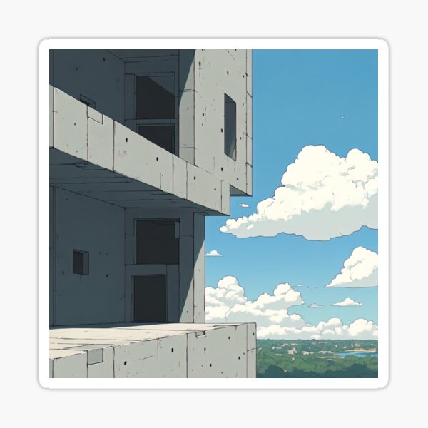 Item preview, Brutalist details, architecture | Anime style designed and sold by ComicsFactory.