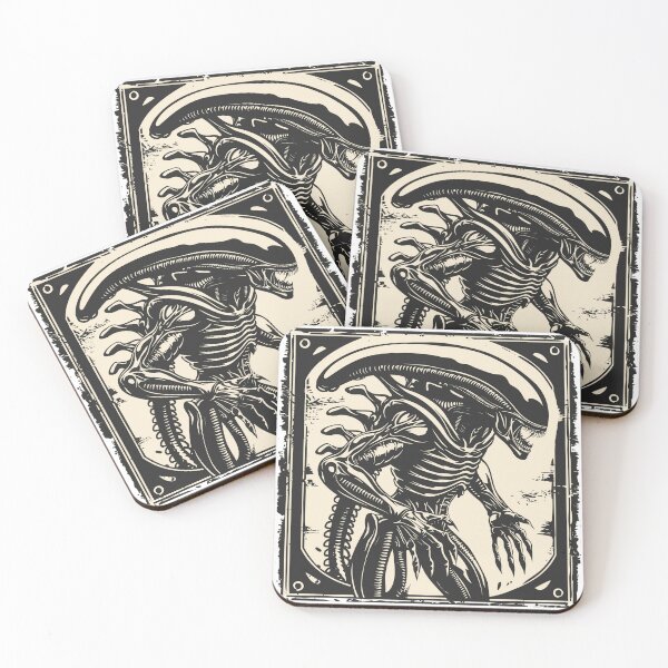 Item preview, Vintage Alien Xenomorph Art | Monochrome Sci-Fi Horror Design designed and sold by Petru&Myself.