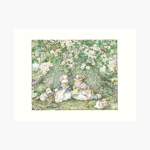 Brambly Hedge - Hawthorn blossom and babies Art Print