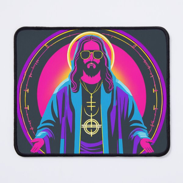 Item preview, Hip Jesus with Electric Halo Cyberpunk Art D34 designed and sold by pixelandcrafted.