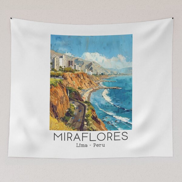 Item preview, A Vintage Travel Illustration of Miraflores District in Lima - Peru  designed and sold by GoodOldVintage.