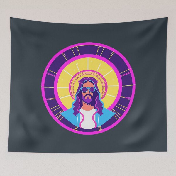 Item preview, Hip Jesus with Electric Halo Cyberpunk Art D42 designed and sold by pixelandcrafted.
