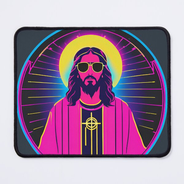 Item preview, Hip Jesus with Electric Halo Cyberpunk Art D46 designed and sold by pixelandcrafted.