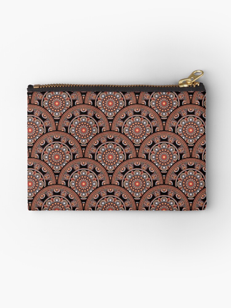 Zipper Pouch, Safari Sunset Bohemian Star Fall Art Deco Mandala designed and sold by Triplicate Limited