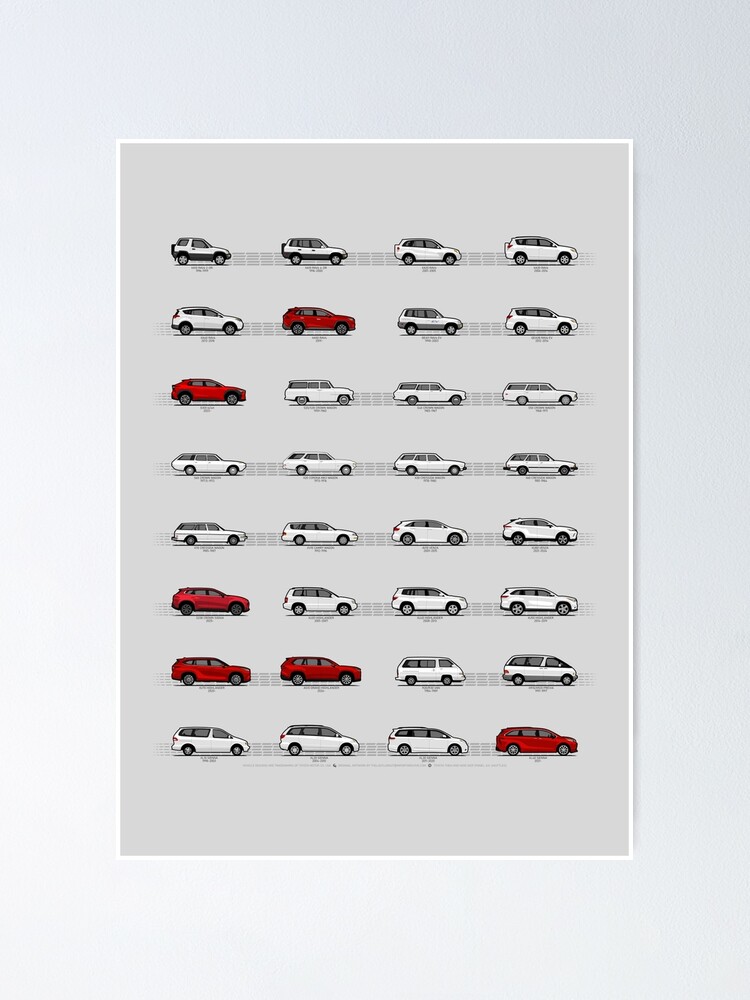 Thumbnail 1 of 3, Poster, Toyota T&N (3/4 Shuttles Red) "Toyota Then and Now" MY2025 designed and sold by thelastlugnut.