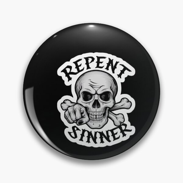 Item preview, Repent Sinner Skull and Fist Dark Humor Design designed and sold by Peter Stawicki.