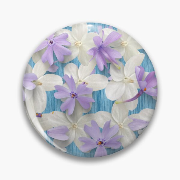 Item preview, White and Purple Petals on Blue Background designed and sold by WhiteSoftPetals.