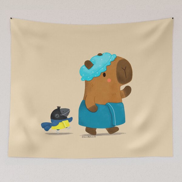 Item preview, Capybara and Bird Bath Time designed and sold by julianamotzko.