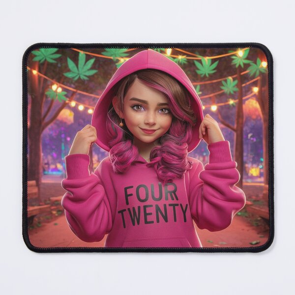 Item preview, Girl in Pink Four-Twenty Hoodie - Pot Leaves designed and sold by JLEmporium.