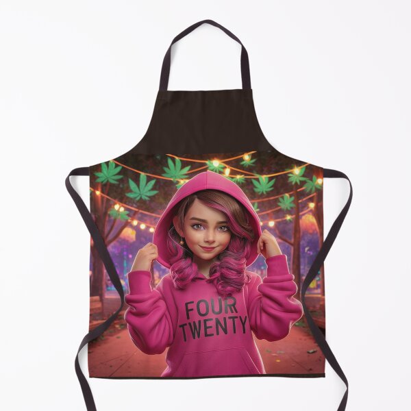 Item preview, Girl in Pink Four-Twenty Hoodie - Pot Leaves designed and sold by JLEmporium.