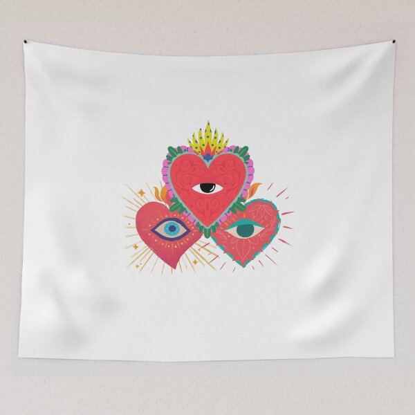 Item preview, Vibrant Hearts ablaze with evil eyes designed and sold by GuesthozGraphix.