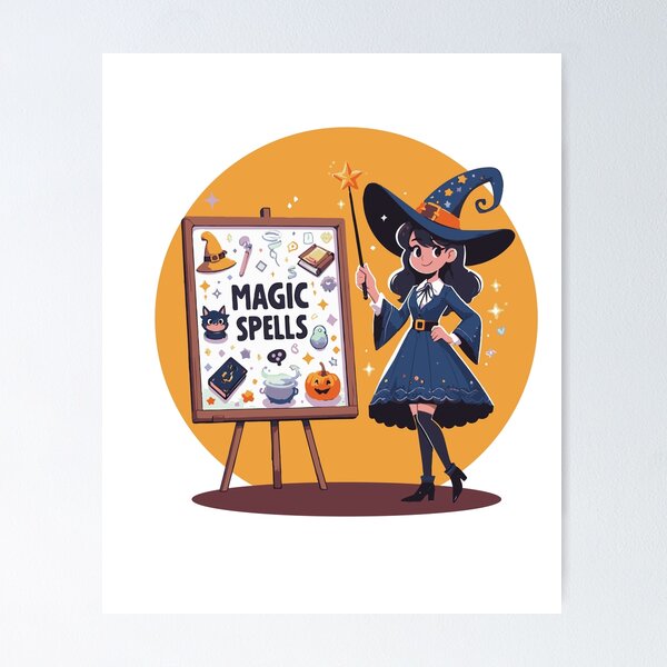 Item preview, Cute Witch with Magic Spells | Halloween 2024  designed and sold by BDLuck2021.