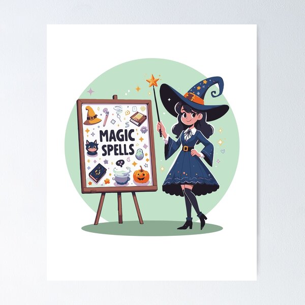 Item preview, Cute Witch with Magic Spells | Halloween 2024 | V2 designed and sold by BDLuck2021.