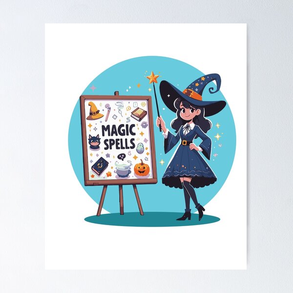 Item preview, Cute Witch with Magic Spells | Halloween 2024 | V3 designed and sold by BDLuck2021.