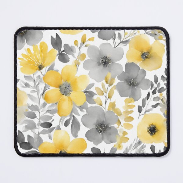 Item preview, Yellow And Gray Floral Design Watercolors designed and sold by SeaStarAlex.